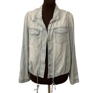 Chico's Light Blue Jean Jacket  Relaxed Fit Casual Cropped Length Size 1/Medium